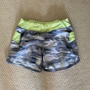 Athleta Girl Gray and Yellow Tie Die Shorts